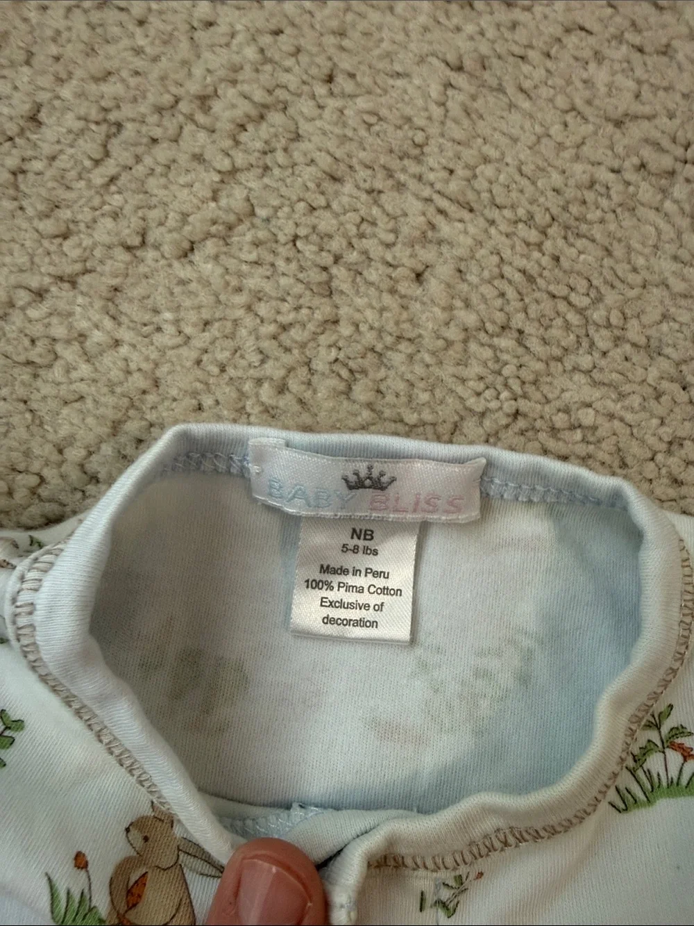 Baby Bliss newborn Gown with Bunny Print